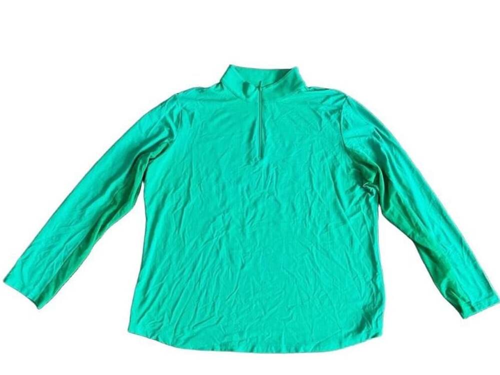 IBKÜL Women’s Quarter Zip Pullover Size M Teal Green UPF 50+ Cooling Golf Top - Picture 2 of 7